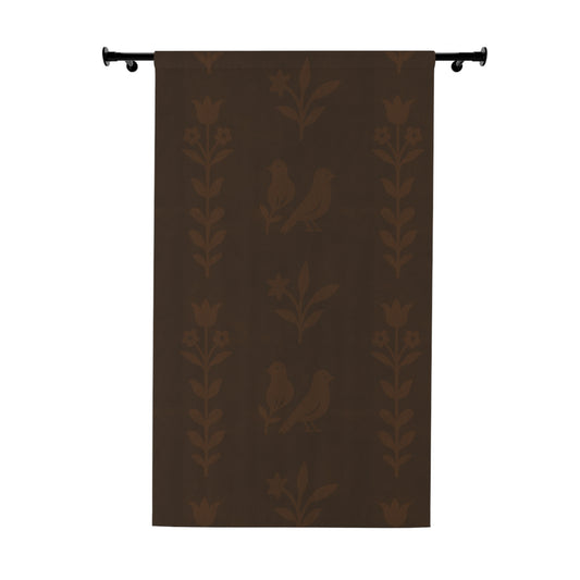 Elegant Floral Window Curtain - Warm Brown Decor, Home Accents, Living Room, Bedroom, Gift for Housewarming