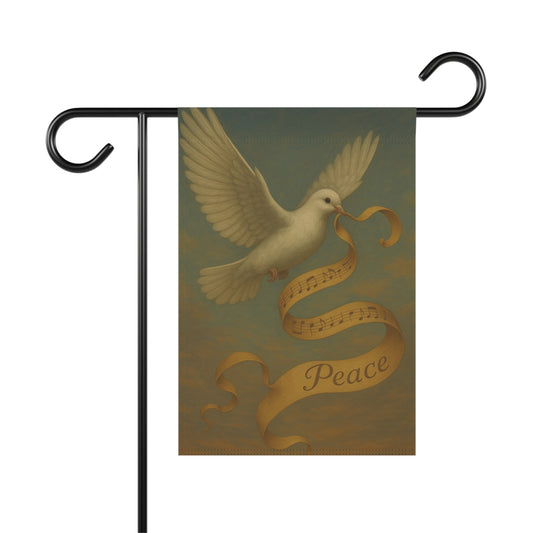 Peaceful Garden Banner with Dove and Musical Ribbon