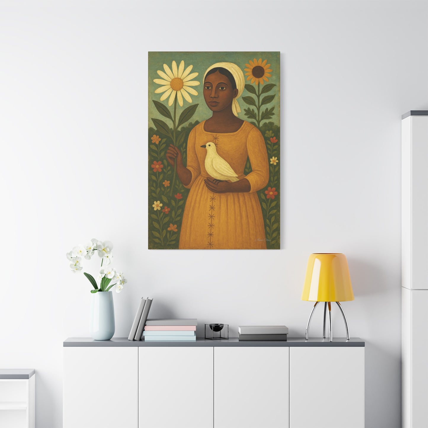 Floral Portrait Canvas Art – Vintage-Inspired Wall Decor, Home Accent, Gift for Her, Botanical Artwork, Unique Wall Hanging