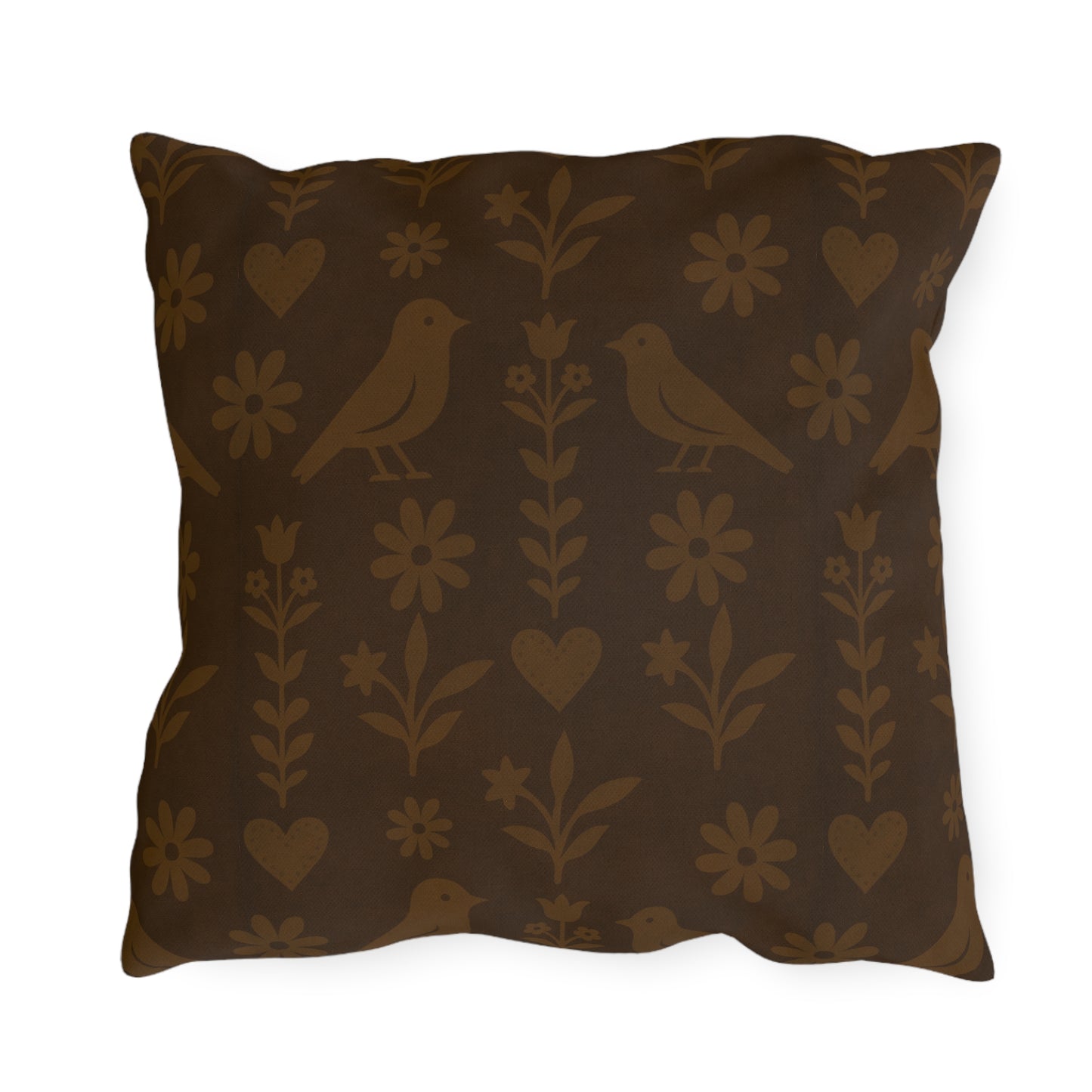 Cozy Floral Outdoor Pillows, Garden Seating Decor, Bird Motif Cushion, Patio Accent Throw, Boho Home Essentials