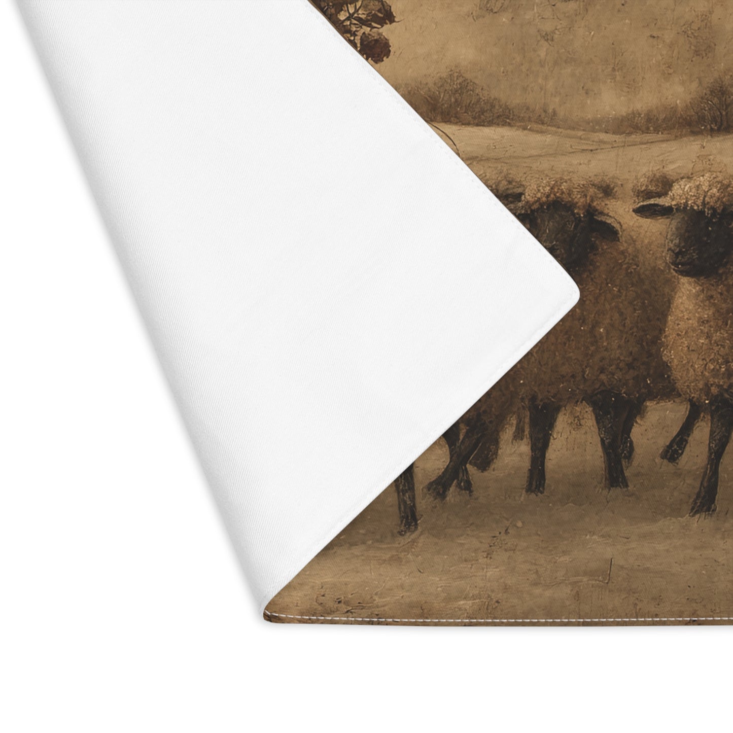 Rustic Christmas Placemat with Santa and Sheep Design, Holiday Table Decor, Festive Dining, Winter Wonderland, Farmhouse Style