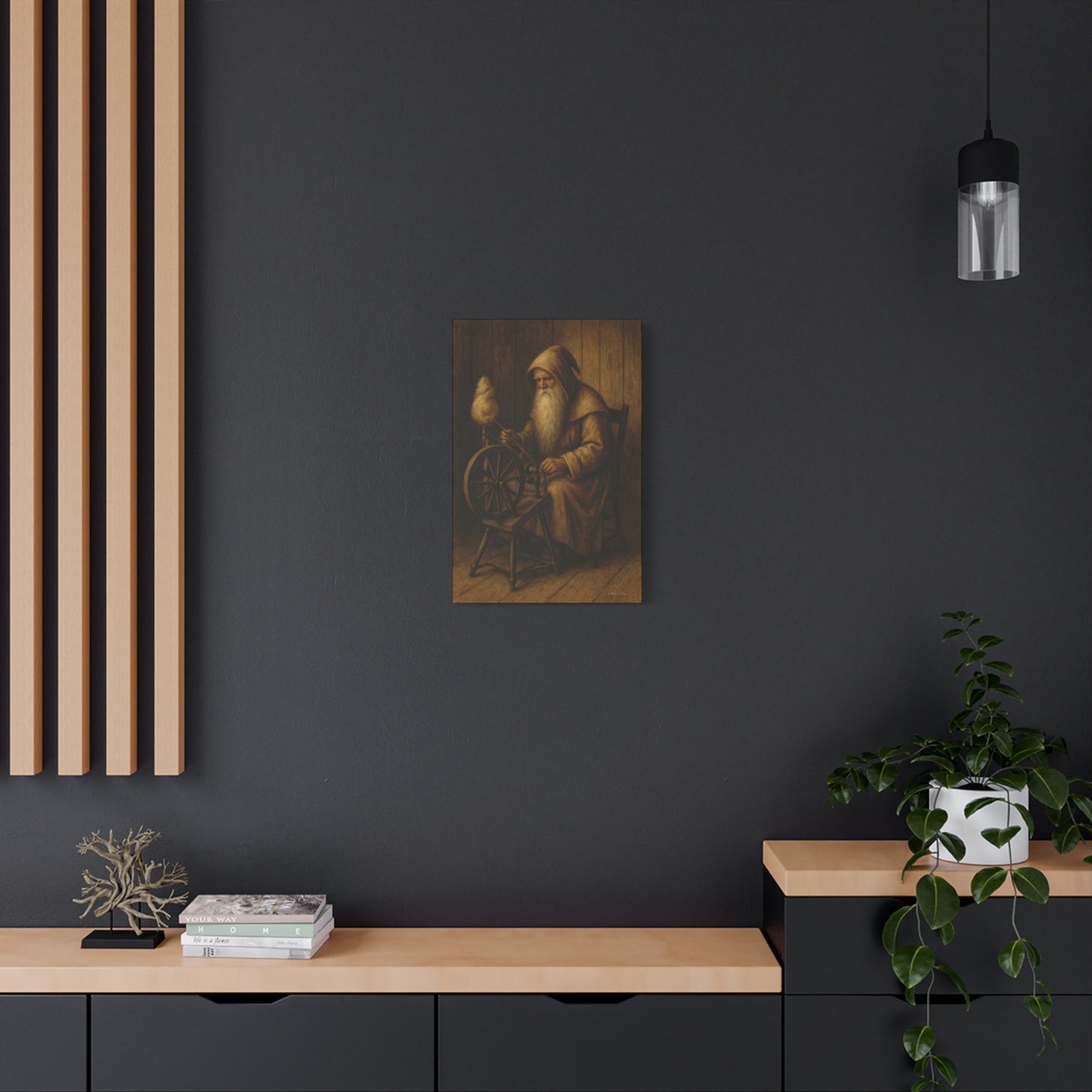 Artistic Wall Canvas: Spinning Yarn Scene