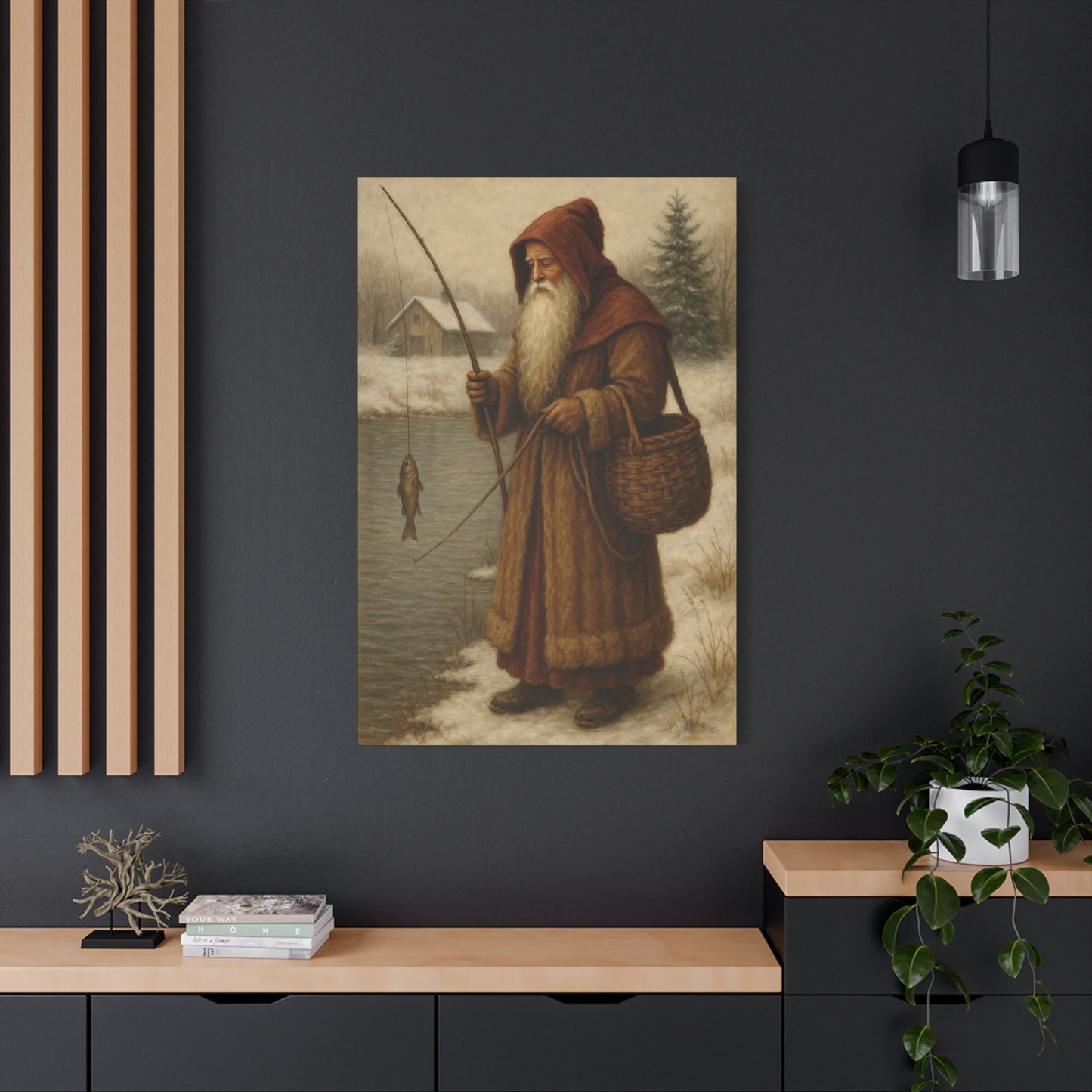 Snowy Fisherman Canvas Print