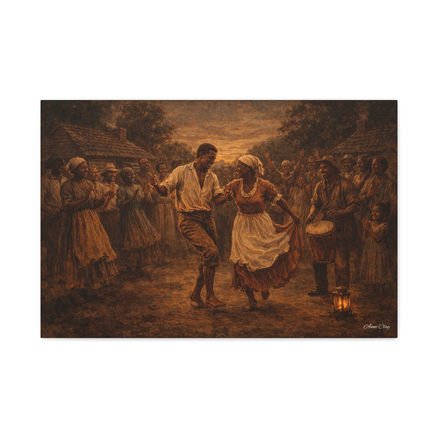 Matte Stretched Canvas Print - Vintage Folk Dance Scene (1.25" Depth)