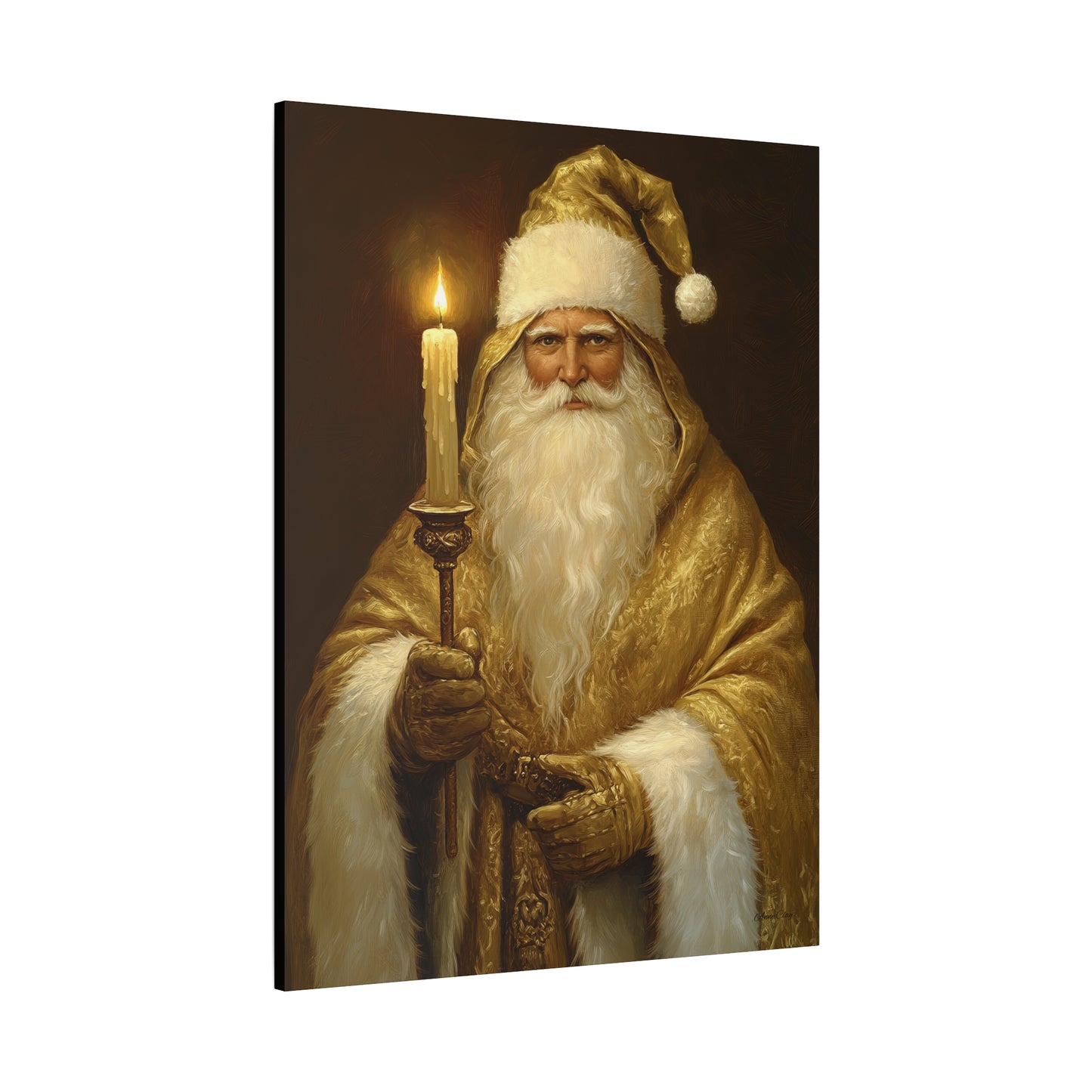 Golden Glow Santa Matte Canvas, Stretched, 1.25"