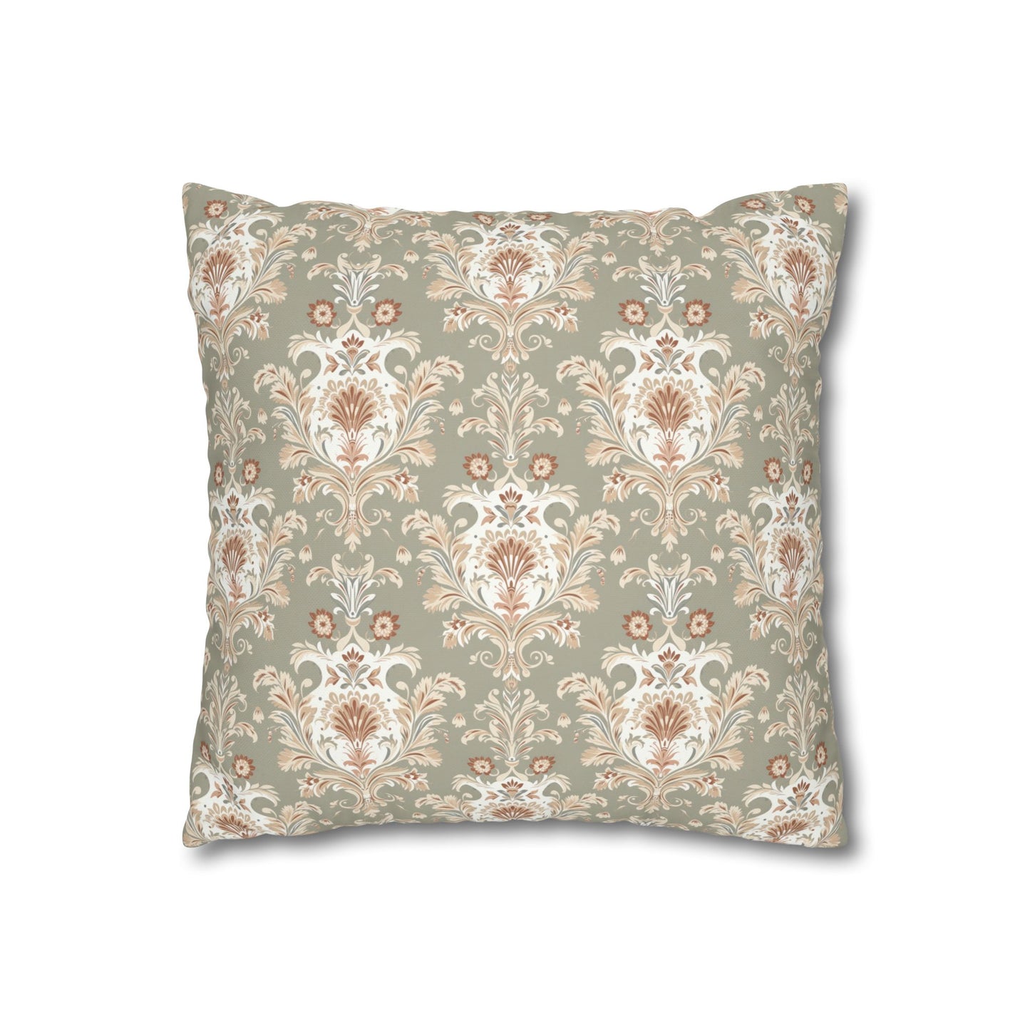 Fantasy Collection Green Damask Square Poly Canvas Pillowcase