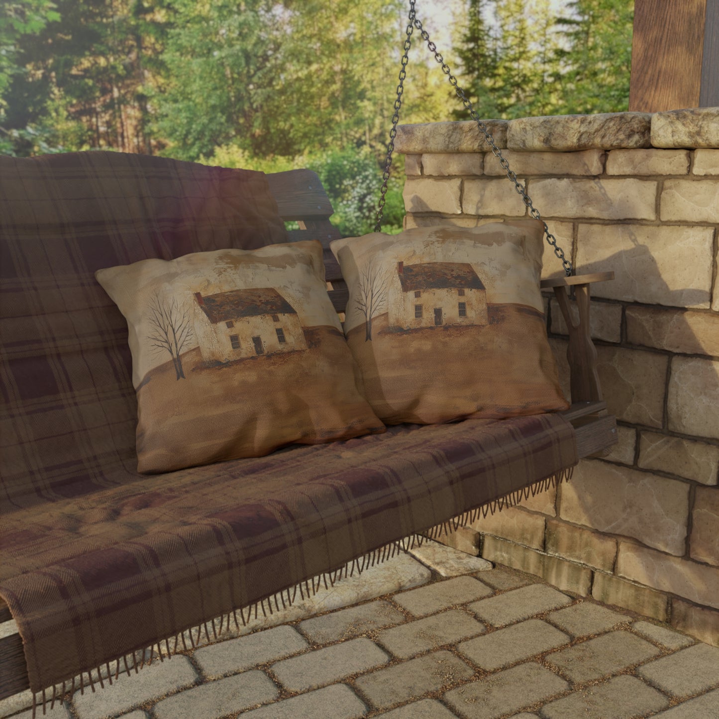 Primitive House Outdoor Pillows