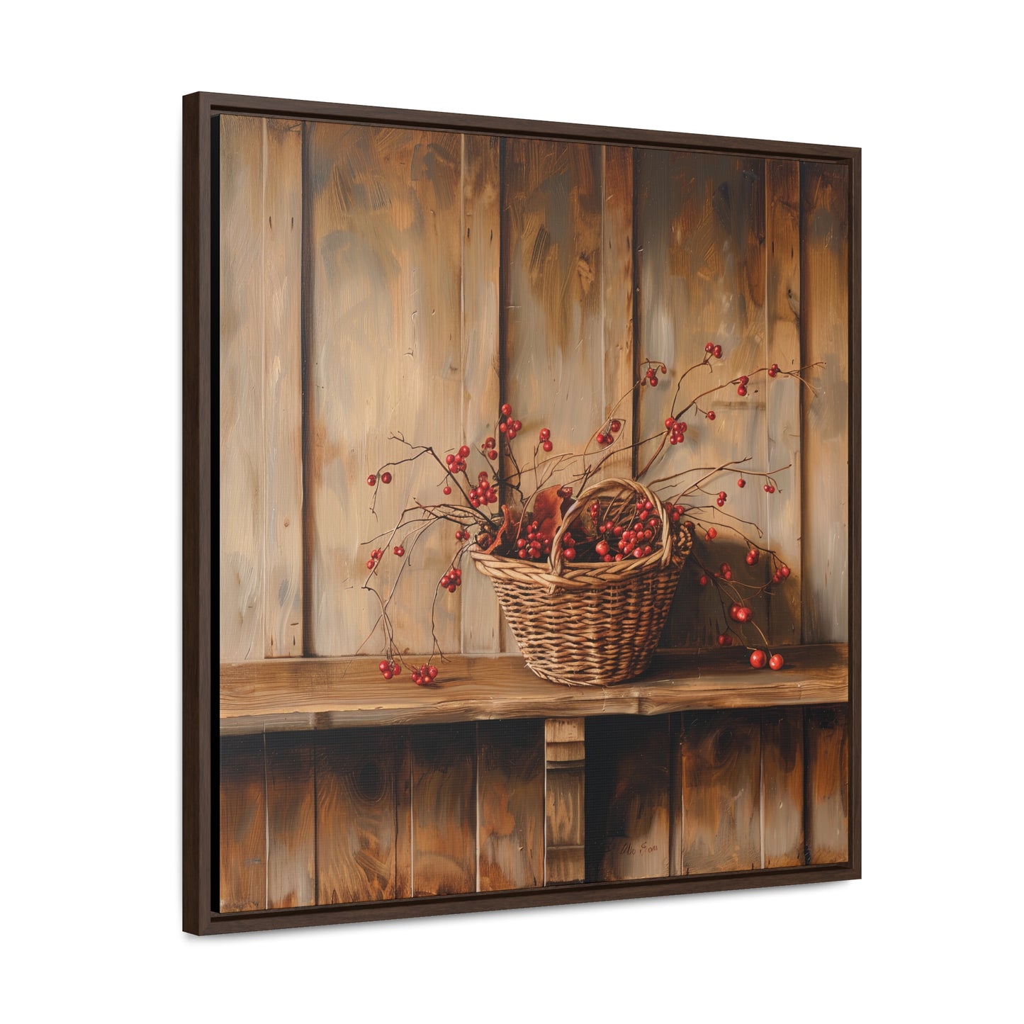 Basket of Bittersweet Gallery Canvas Wraps, Square Frame