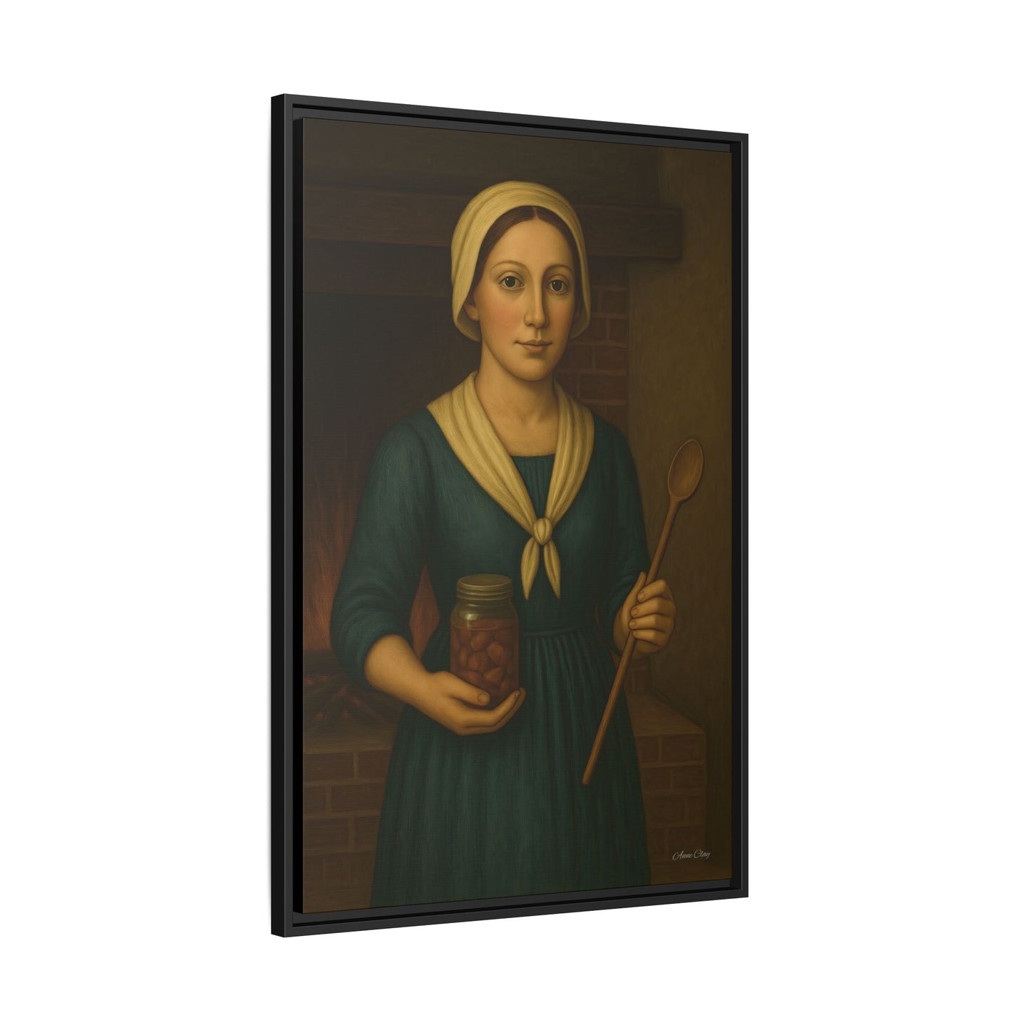 Framed Matte Canvas: Rustic Canning Vintage Homemaker Portrait - Rustic Kitchen Wall Art