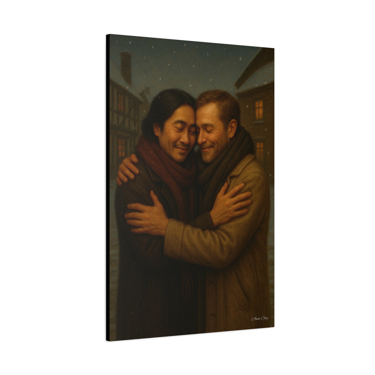 Spirit of Christmas, Brotherly Love Warm Embrace Canvas Art