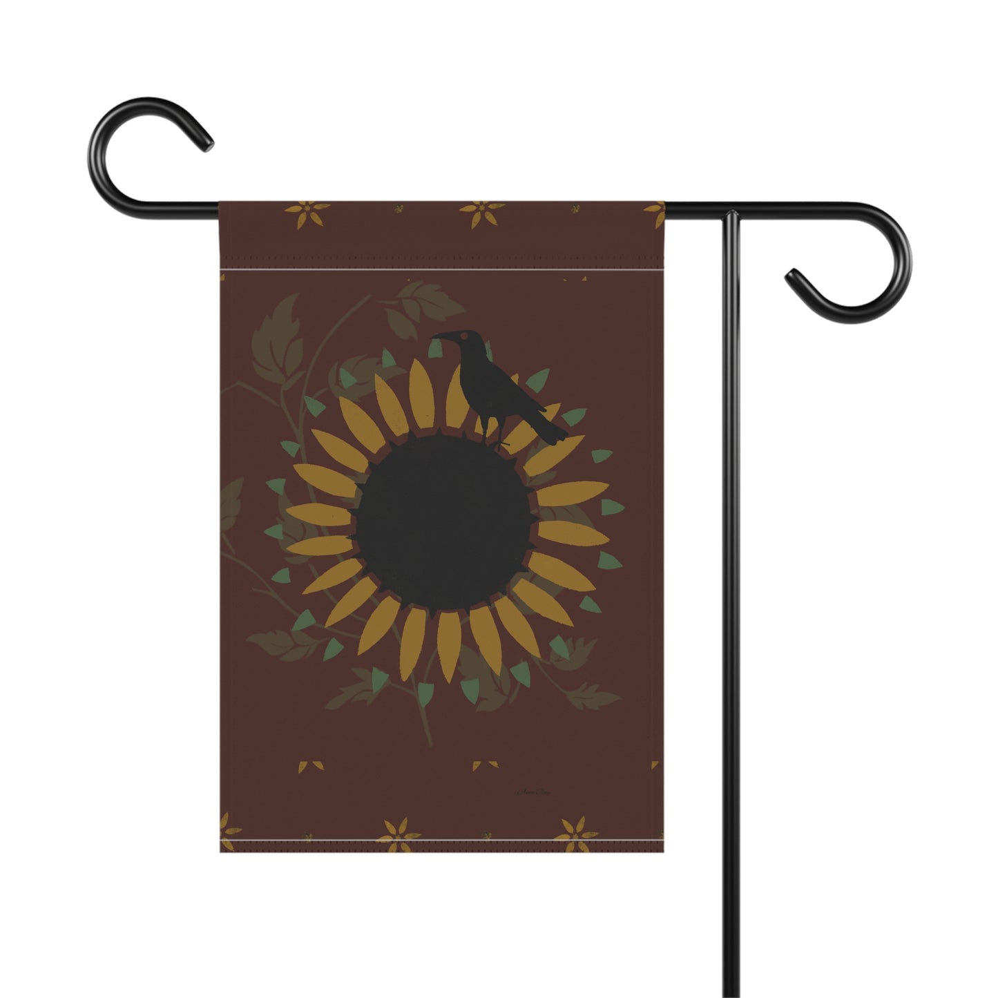 Red Sunflower and Crow Stencil Garden & House Banner