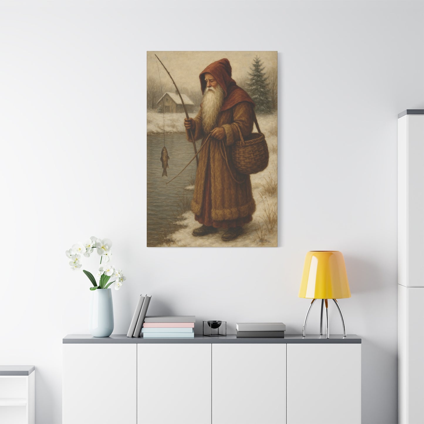 Snowy Fisherman Canvas Print