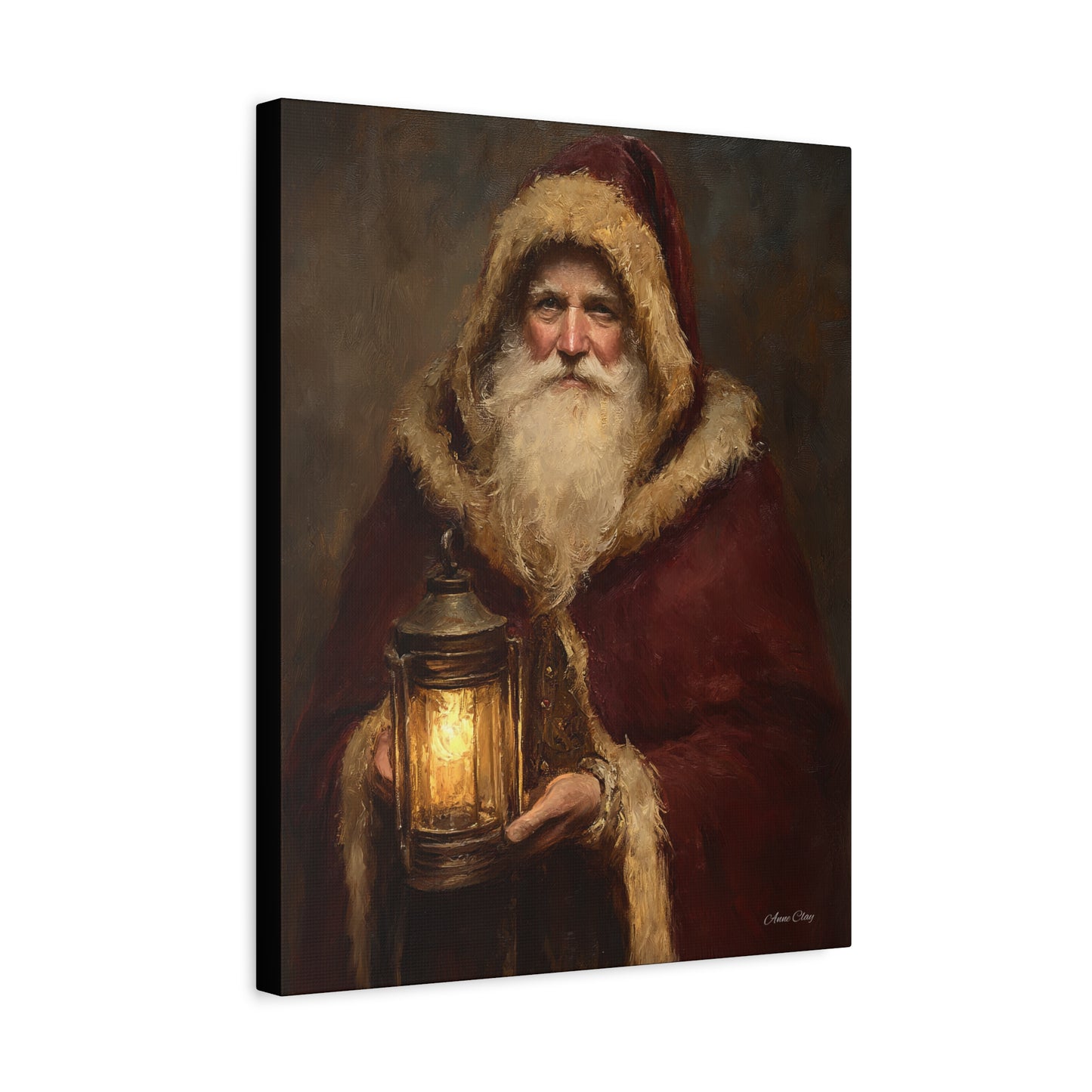 Firelight Santa Matte Canvas, Stretched, 1.25"