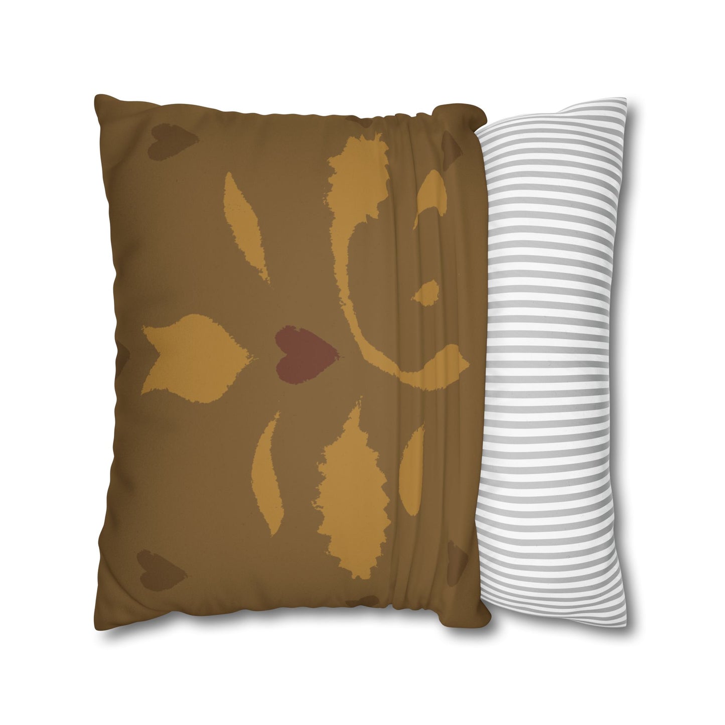 Leaves and Hearts Stencil Faux Suede Square Pillowcase