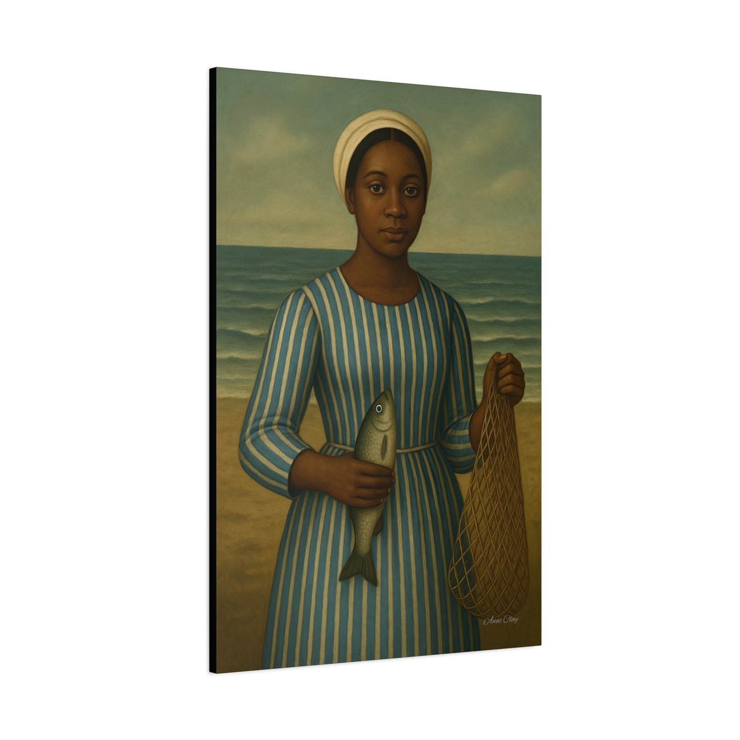 Seaside Portrait Canvas Art, Wall Decor, Vintage Artwork, Coastal Home Decor, Fishing Theme, Nautical Gift, Living Room Wall Art