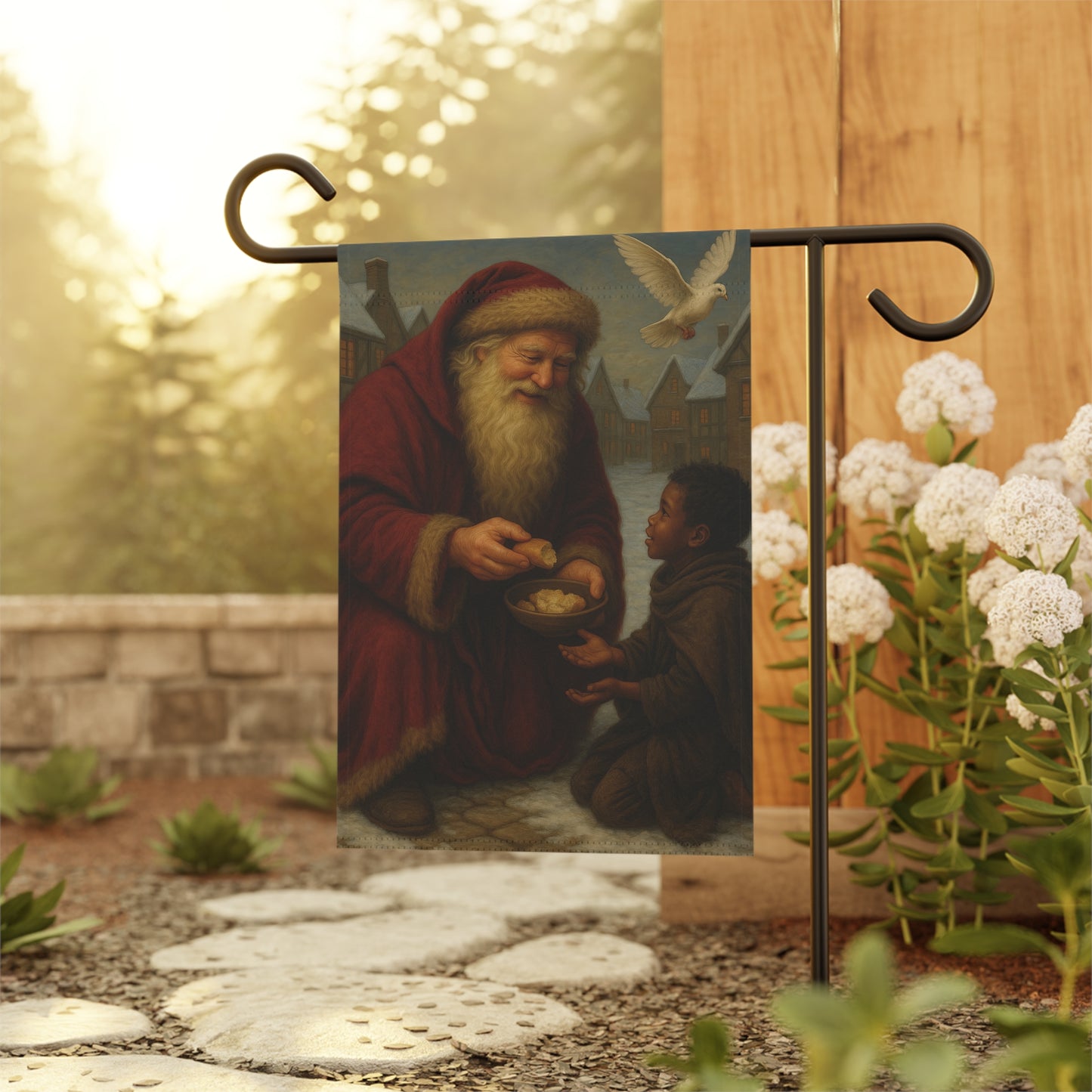 Christmas Garden Flag with Santa Claus Design