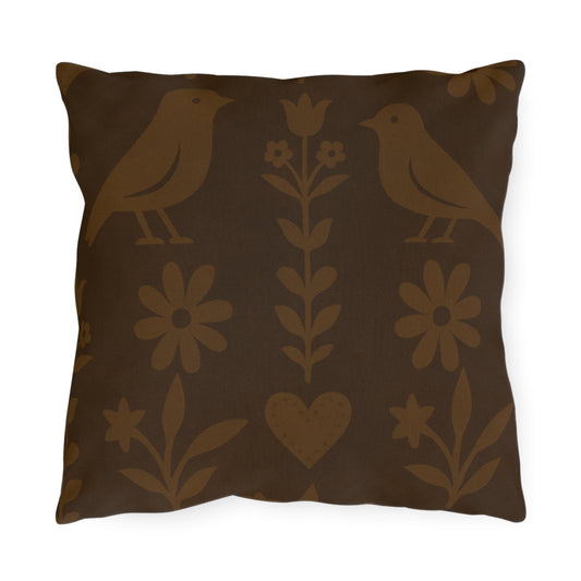 Cozy Floral Outdoor Pillows, Garden Seating Decor, Bird Motif Cushion, Patio Accent Throw, Boho Home Essentials