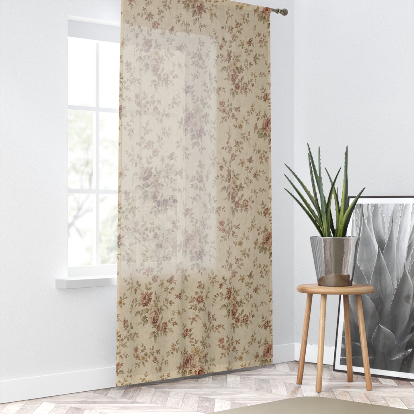 Vintage Floral Window Curtain