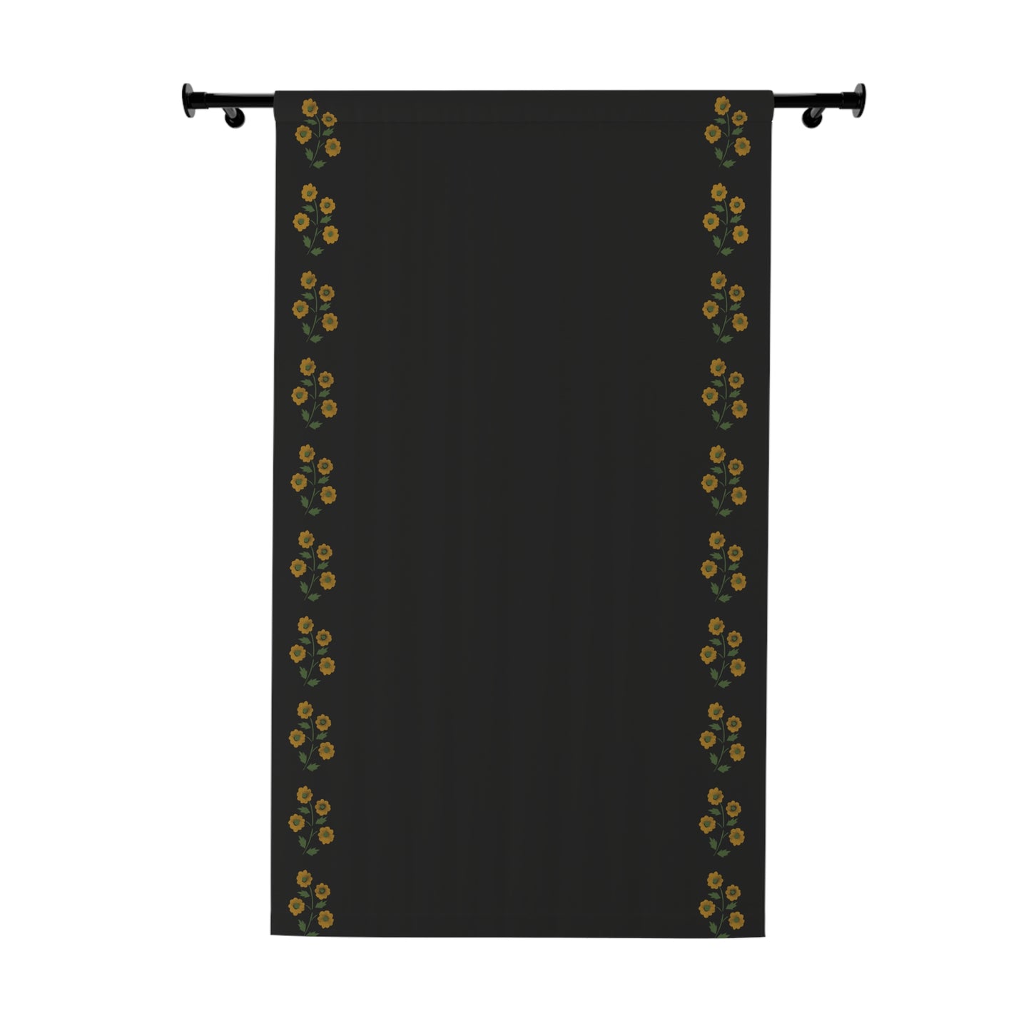 Stencil Flower on Black Window Curtains (1 Piece)