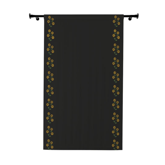 Stencil Flower on Black Window Curtains (1 Piece)
