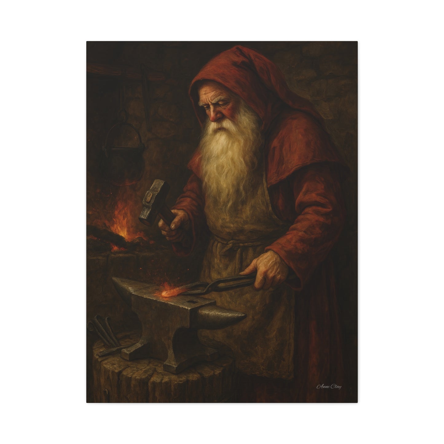 Artistic Canvas Wall Art -  Blacksmith Santa