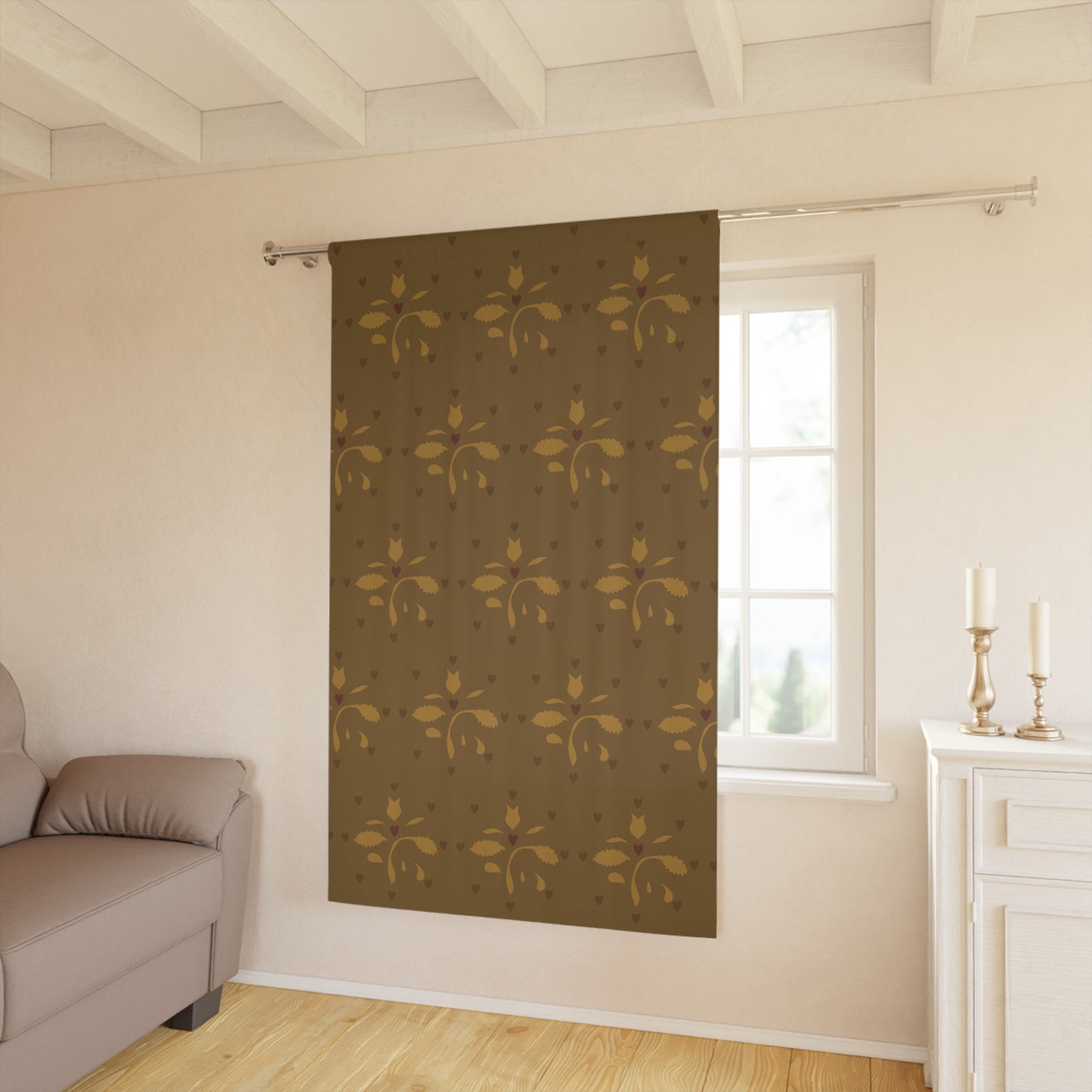 Leaves and Hearts Stencil Window Curtains (1 Piece)