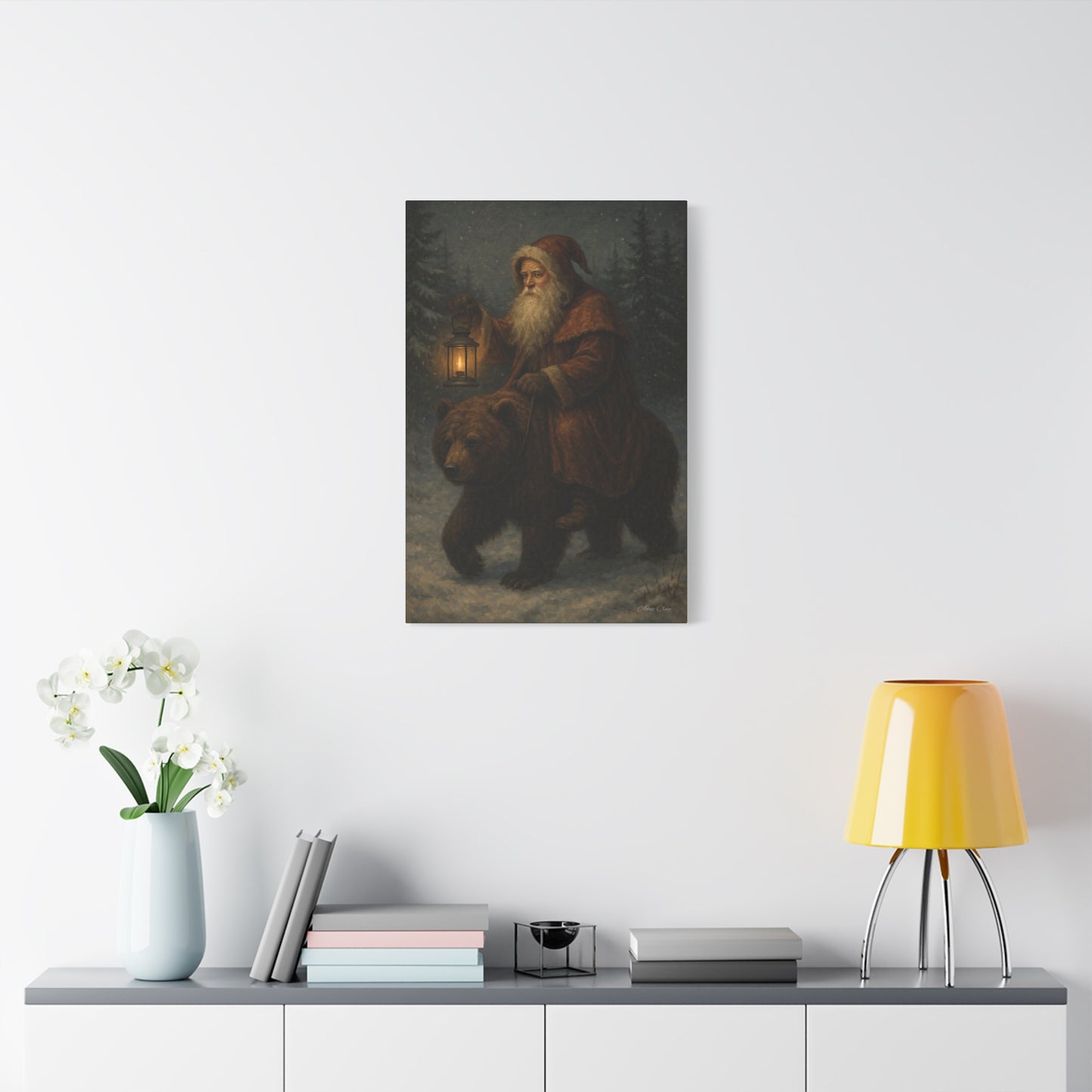 Vintage Santa Bear Canvas Wall Art