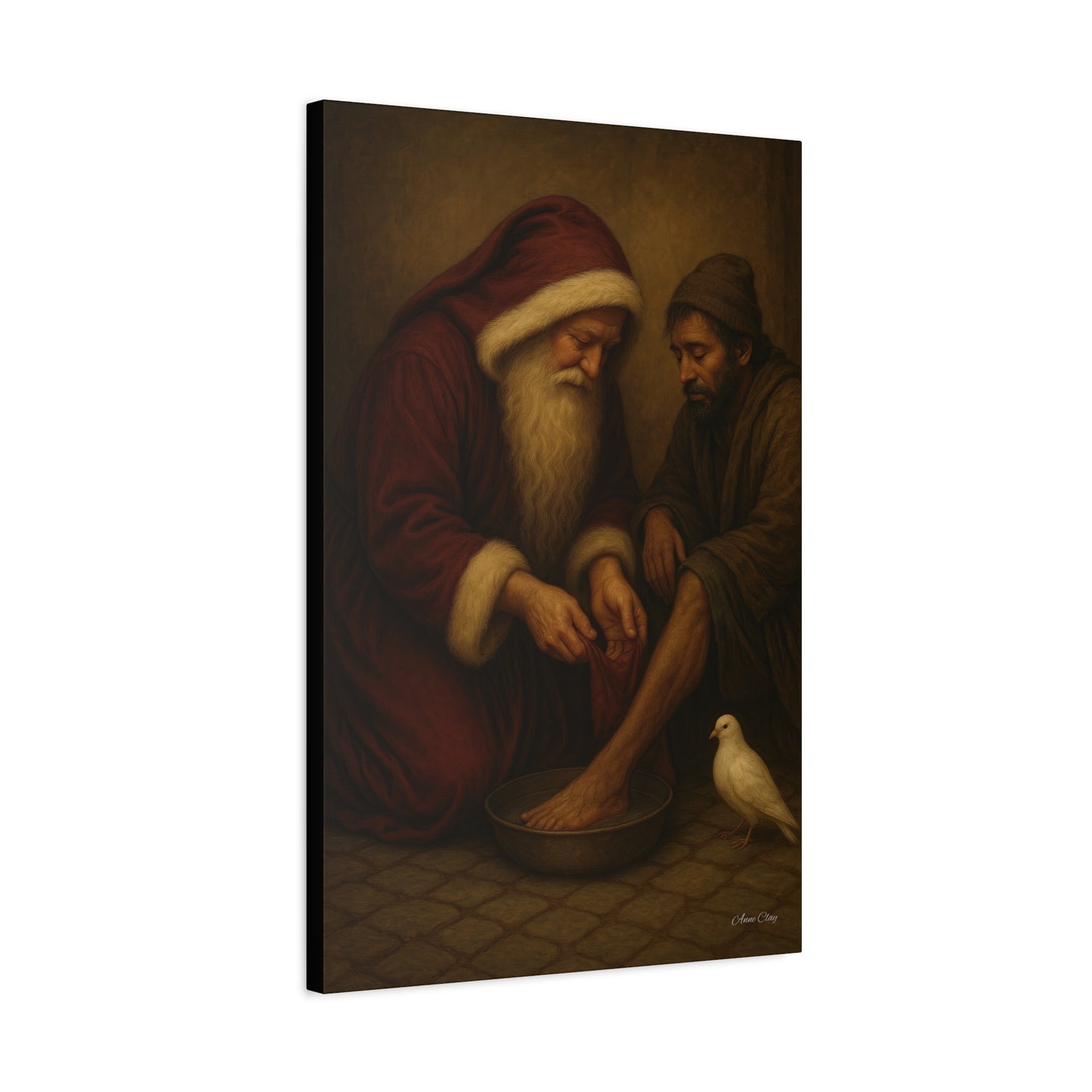 Servant Santa, Christmas, Spirit of Christmas Inspirational Canvas Art: Compassionate Santa & Suffering Figure