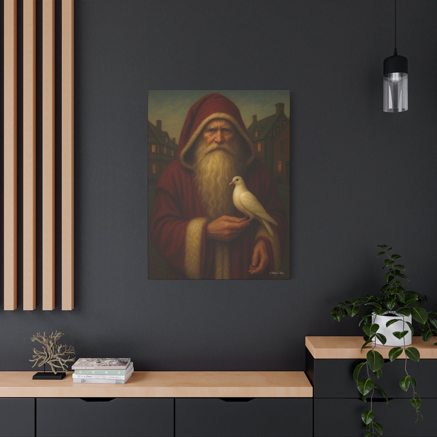 Santa with Dove Canvas Art Print