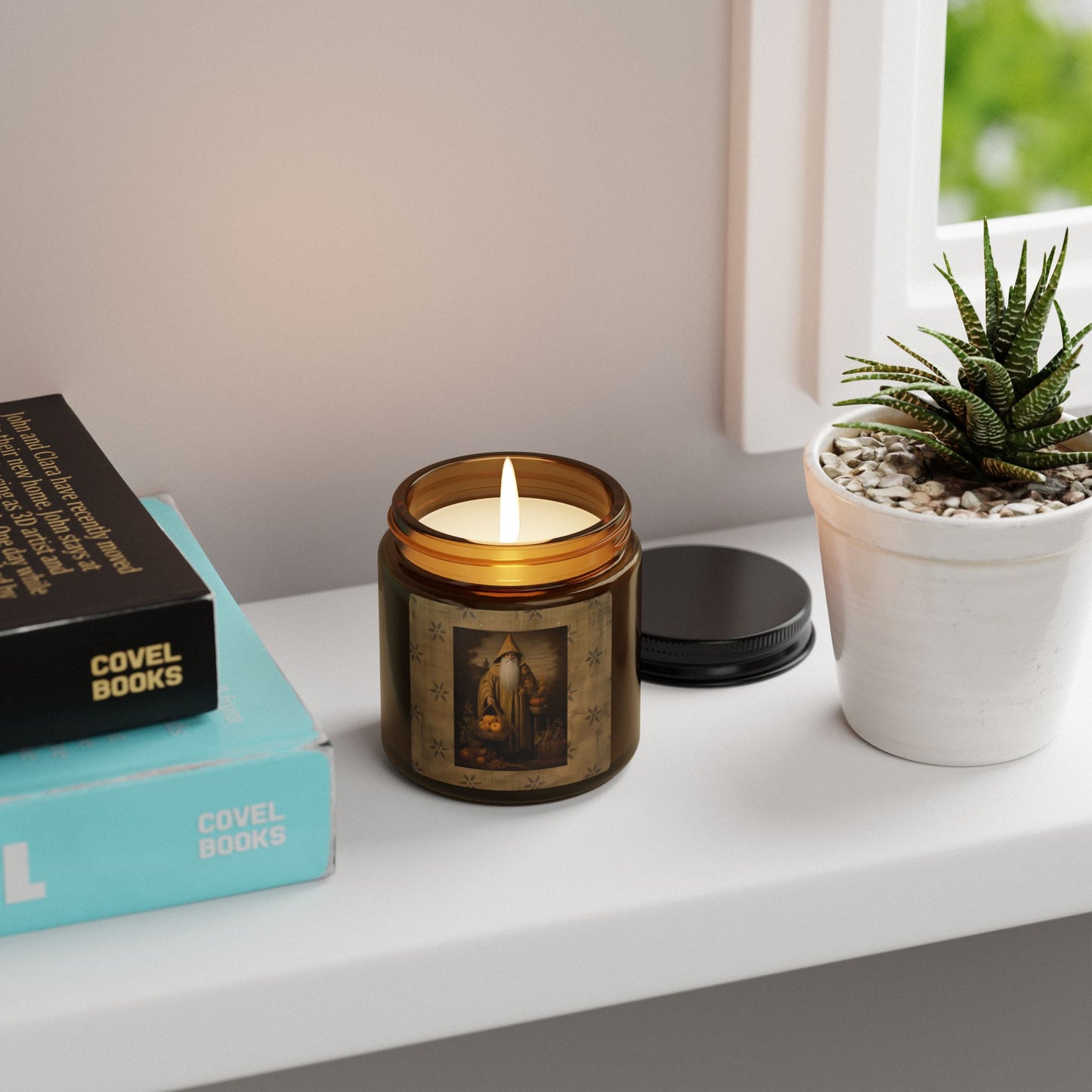 Pumpkin Santa Scented Soy Candle (Multi-Size, Amber Jar)