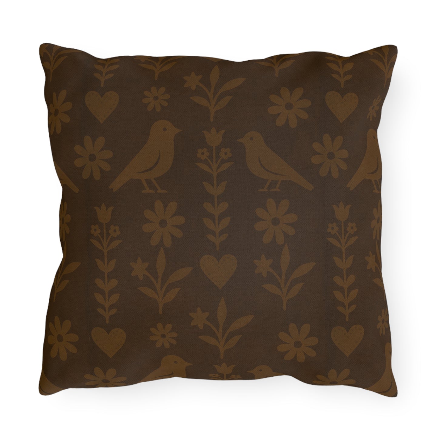 Cozy Floral Outdoor Pillows, Garden Seating Decor, Bird Motif Cushion, Patio Accent Throw, Boho Home Essentials