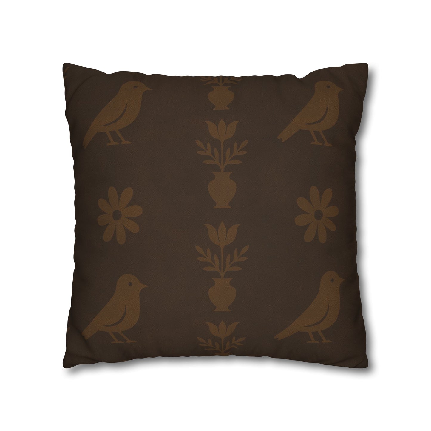 Cozy Bird-Patterned Poly Canvas Pillowcase, Decorative Throw Pillow Cover, Home Decor, Gift for Bird Lovers, Couch Cushion