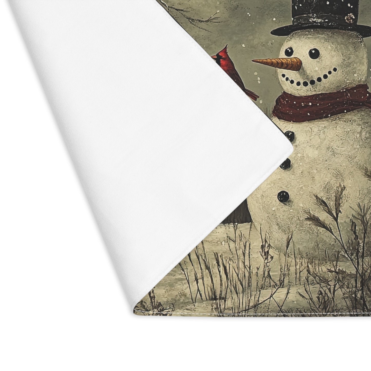 Winter Wonderland Placemat, Cozy Holiday Table Decor, Snowman Design Tablemat, Christmas Table Settings, Festive Dining Decor