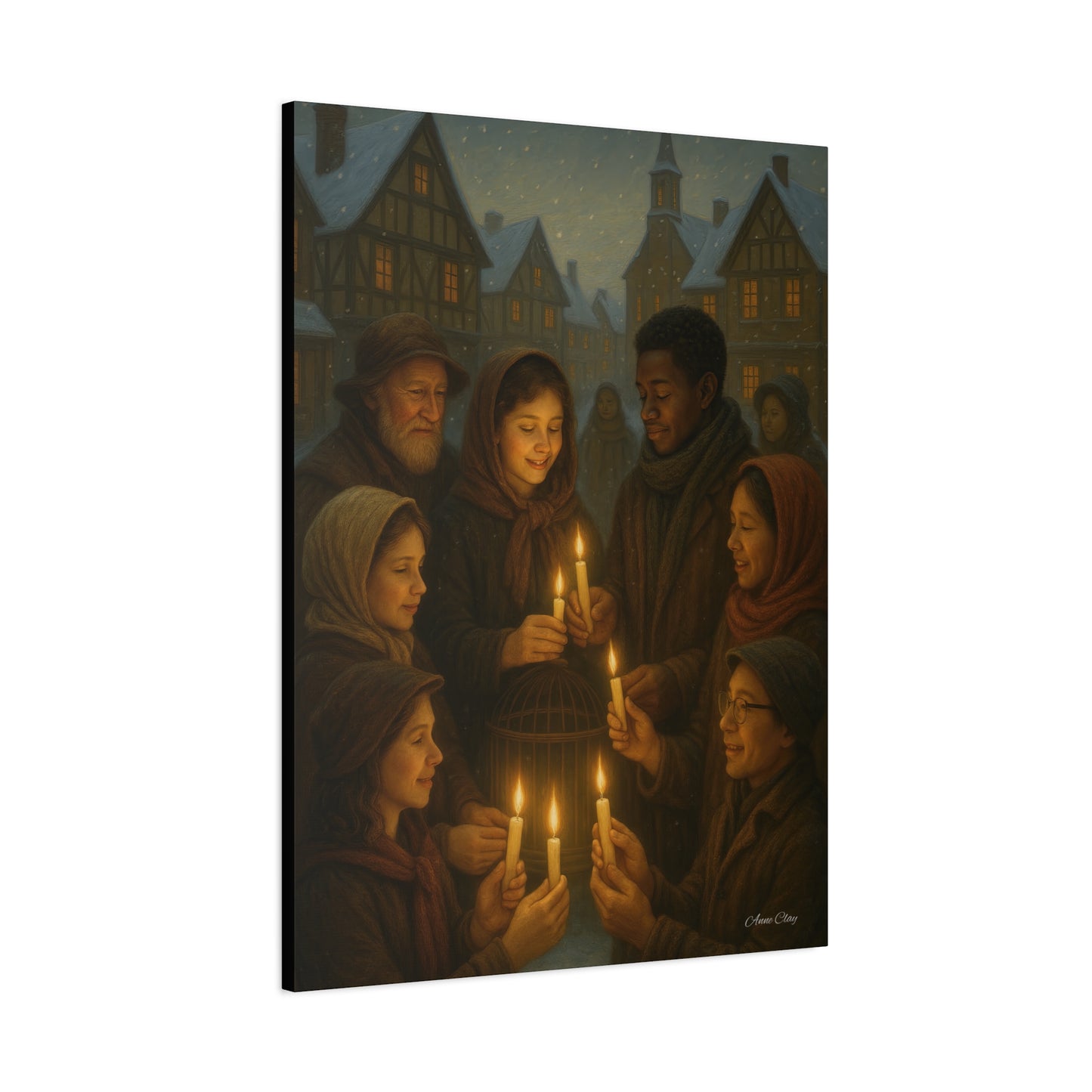 Share the Light Christmas Print Candlelight Gathering Canvas Print