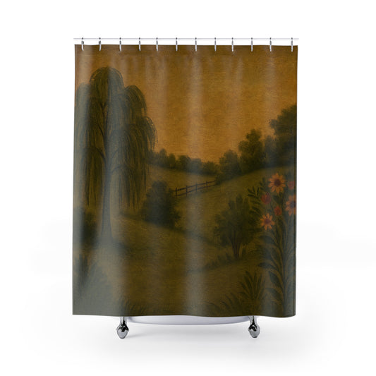 Rustic Landscape Shower Curtain, Nature-Themed Bathroom Decor, Cozy Home Vibes, Perfect for Gifts, Unique Shower Accessories