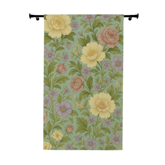 Floral Window Curtains, Botanical Print Drapes, Home Décor, Spring Decoration, Room Darkening Fabric