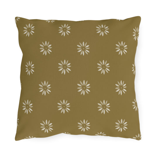 Boho Floral Outdoor Pillows - Soft Green Cushion for Patio Decor