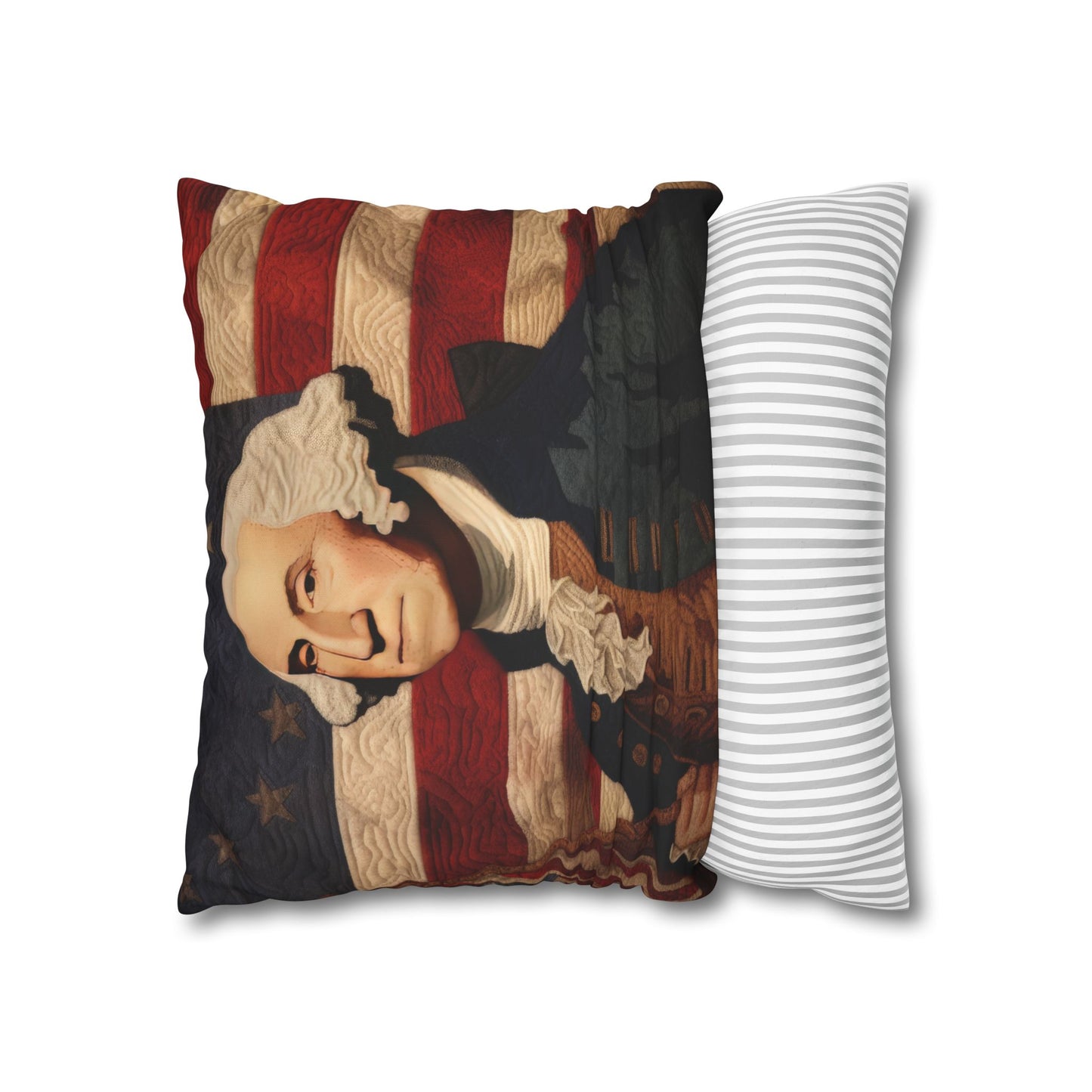 Faux Quilted George Washington Square Poly Canvas Pillowcase