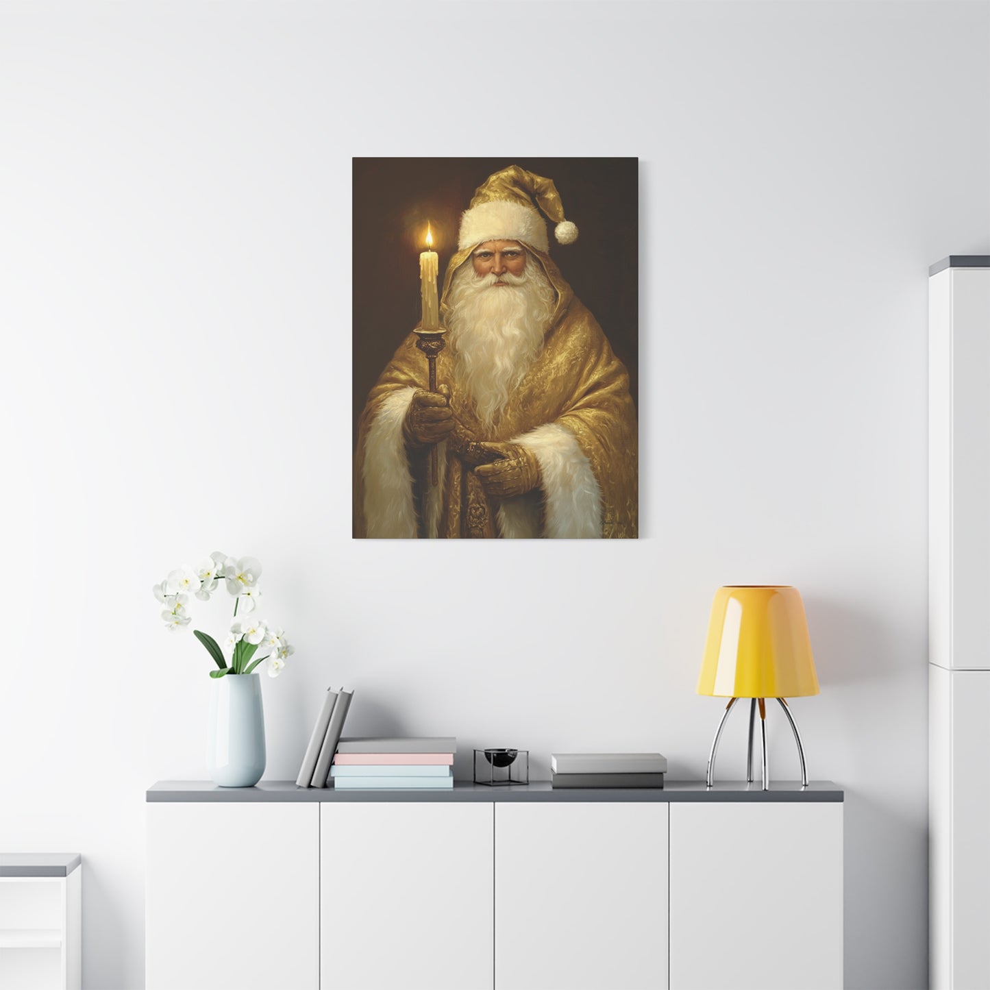 Golden Glow Santa Matte Canvas, Stretched, 1.25"