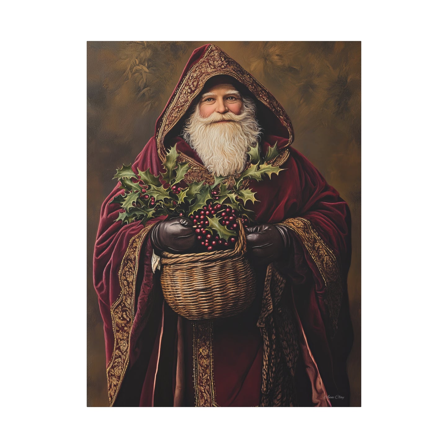 Burgundy Berry Santa Matte Canvas, Stretched, 1.25"
