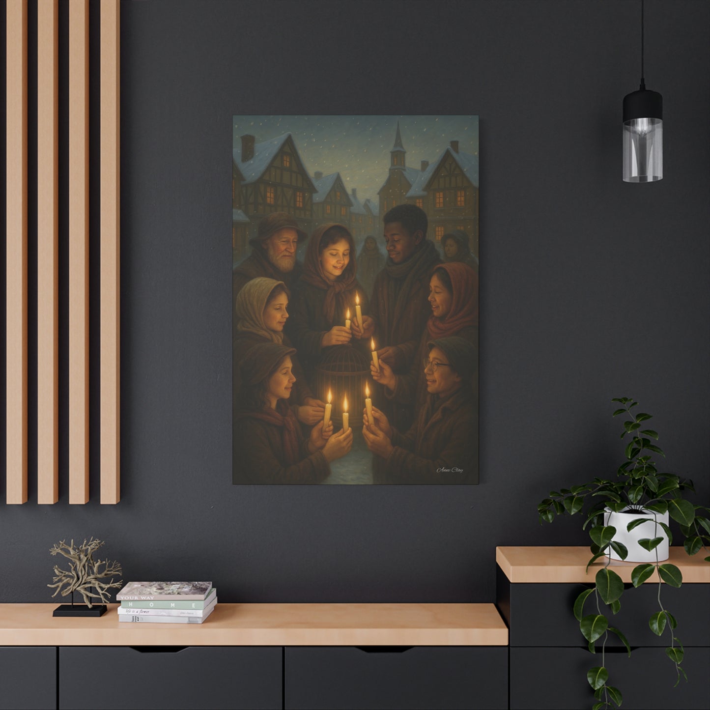 Share the Light Christmas Print Candlelight Gathering Canvas Print