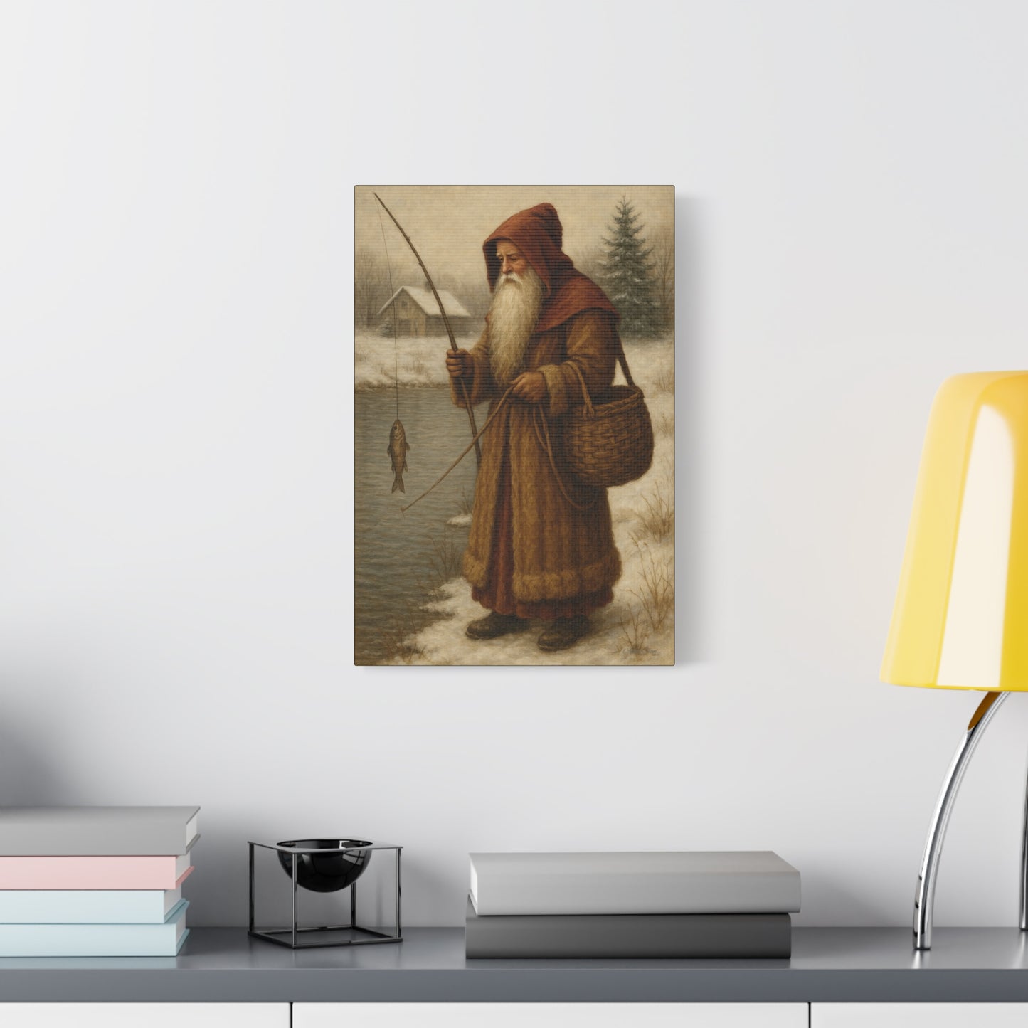 Snowy Fisherman Canvas Print