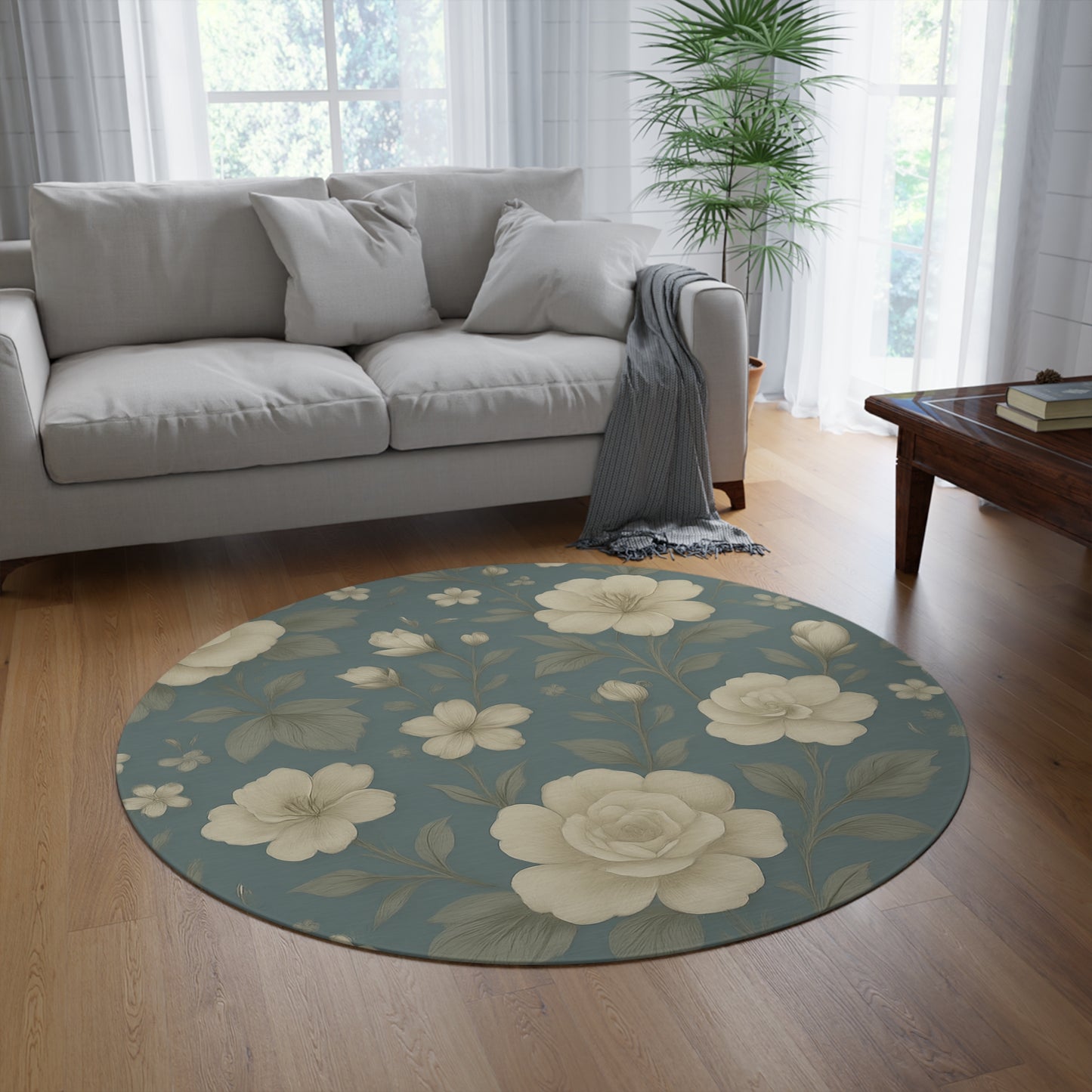 Floral Round Rug | Vintage Decor, Living Room Lounge, Cozy Home, Carpet for Weddings, Boho Style