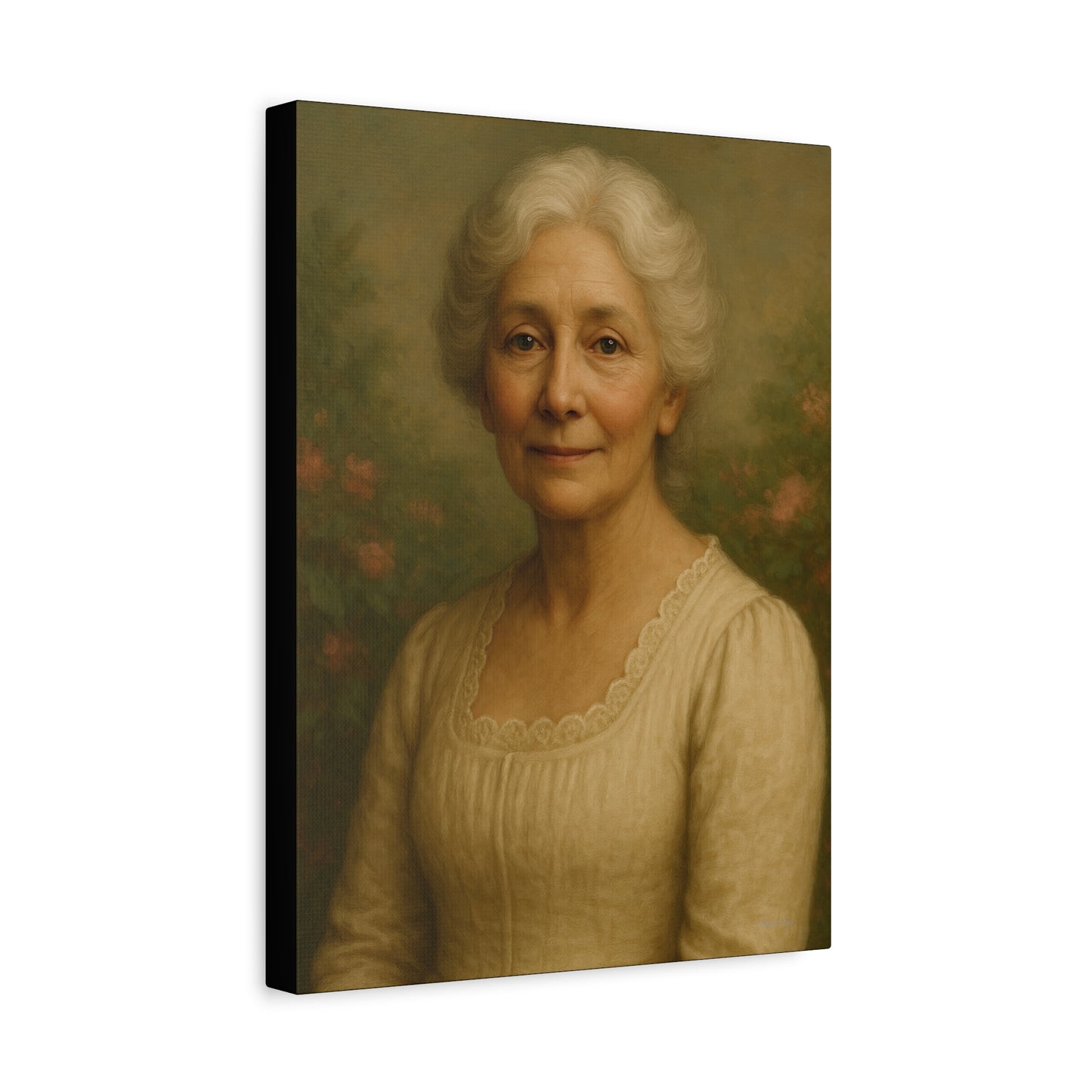Elegant Stretched Canvas Wall Art, Vintage Portrait, Home Decor, Gift for Grandma, Timeless Elegance, Living Room, Gallery Wall