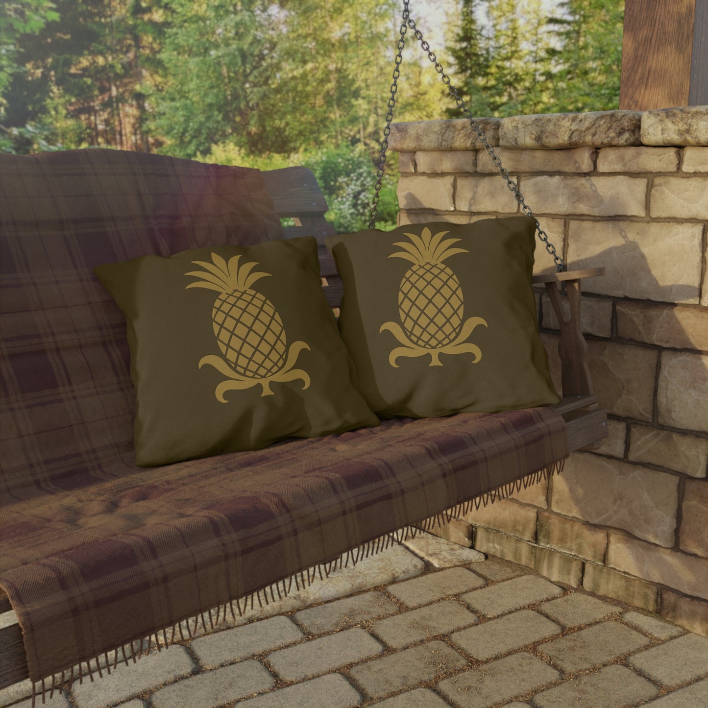 Tropical Outdoor Pillows with Pineapple Design, Garden Decor, Patio Accessories, Summer Vibes, Indoor-Outdoor Cushion