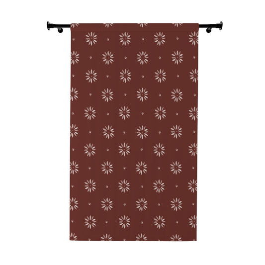 Maroon and White Large Stencil Window Curtains (1 Piece)