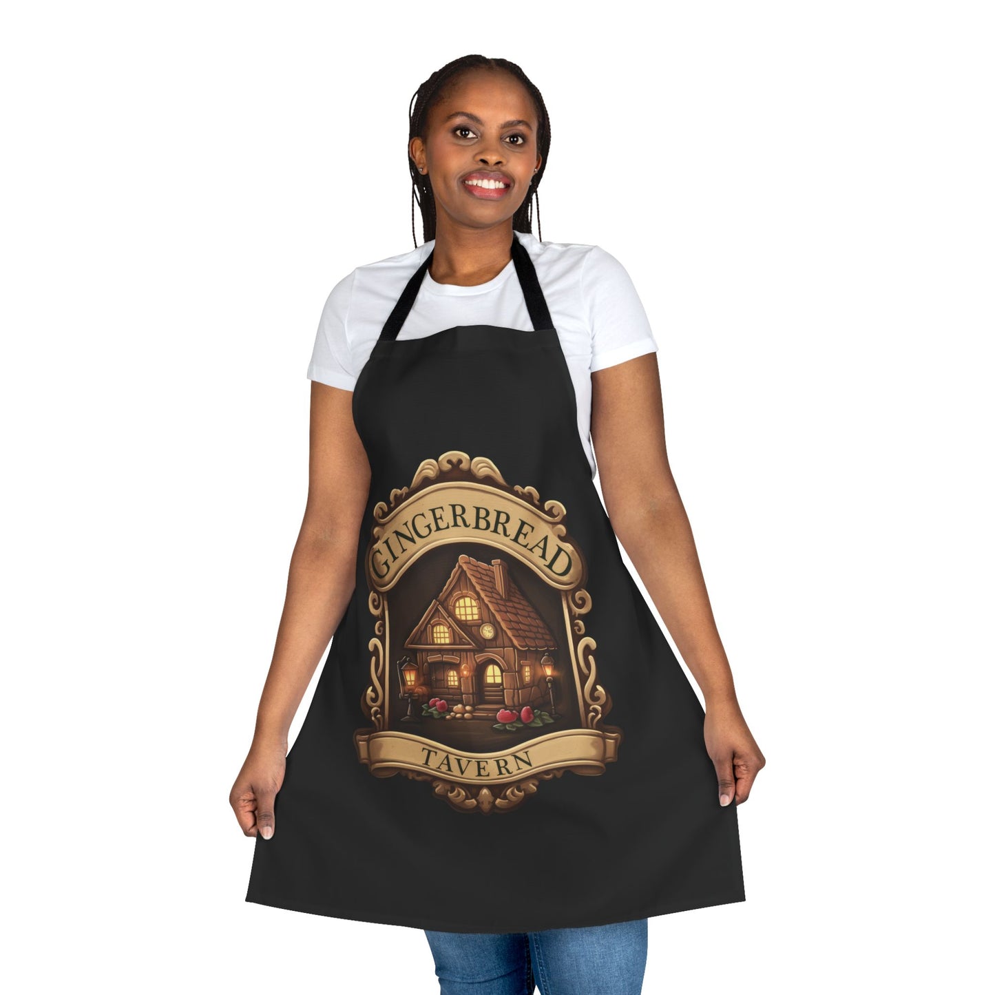 Gingerbread Tavern Apron with 5-Color Straps - Perfect for Holiday Baking
