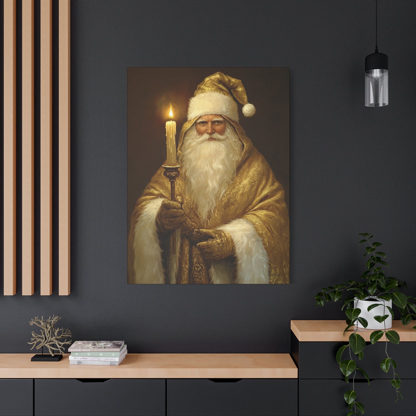 Golden Glow Santa Matte Canvas, Stretched, 1.25"