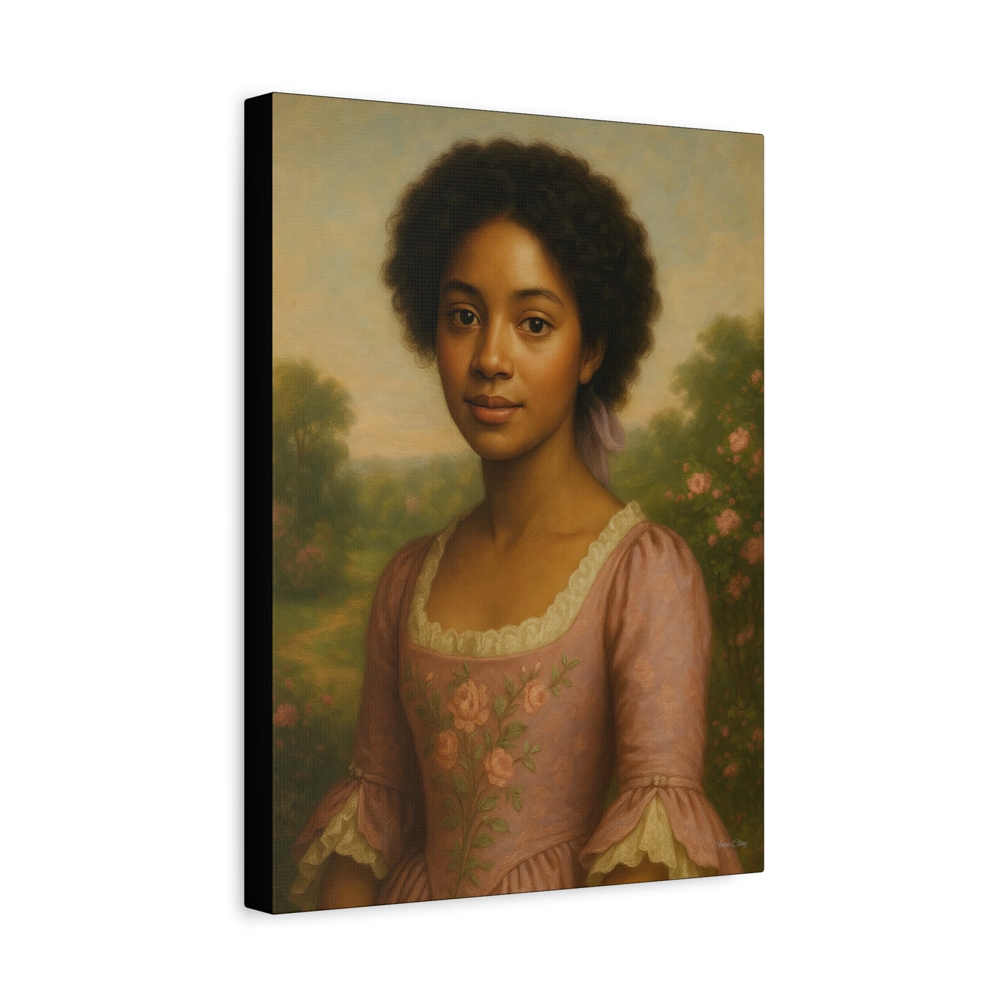 Elegant Portrait Canvas Art for Home Decor, Black Woman Artwork, Floral Wall Art, Vintage Style Painting, Gift for Art Lovers
