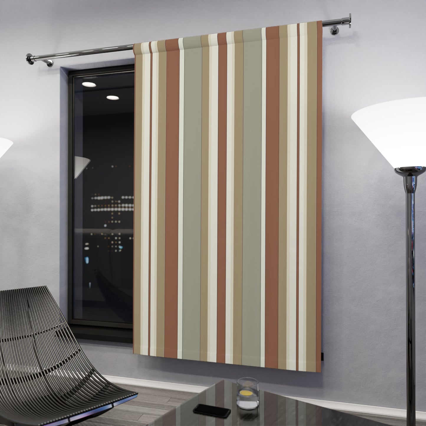 Fantasy Collection Taupe Stripes Window Curtains (1 Piece)